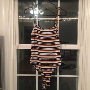 striped body suit